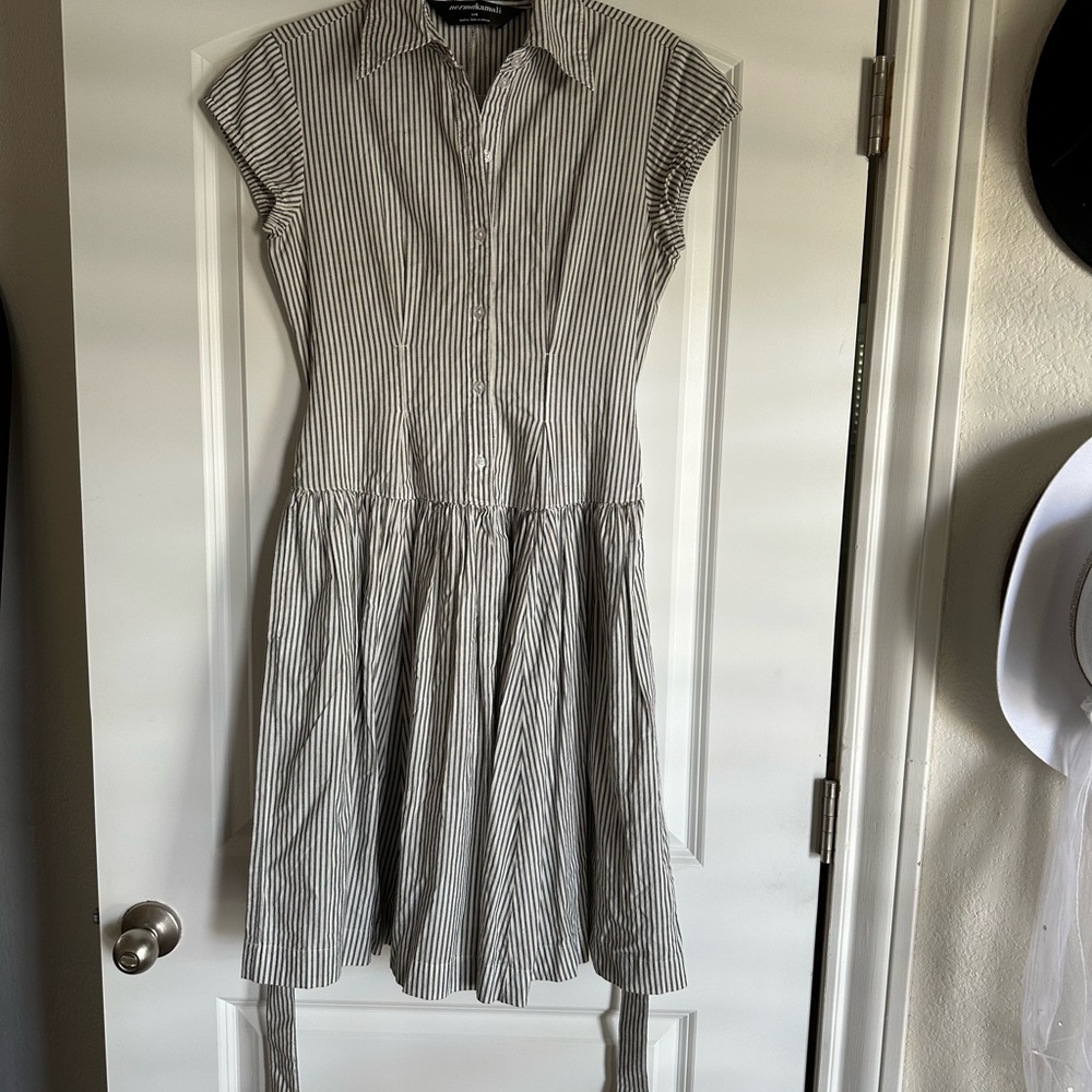 Norma Kamali Ticking Stripes Black and White Dress